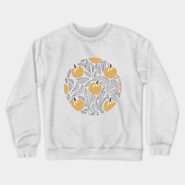 Abstract floral pattern with pumpkins and contour leaves. Autumn Fall Season. Crewneck Sweatshirt by CoCoArt-Ua